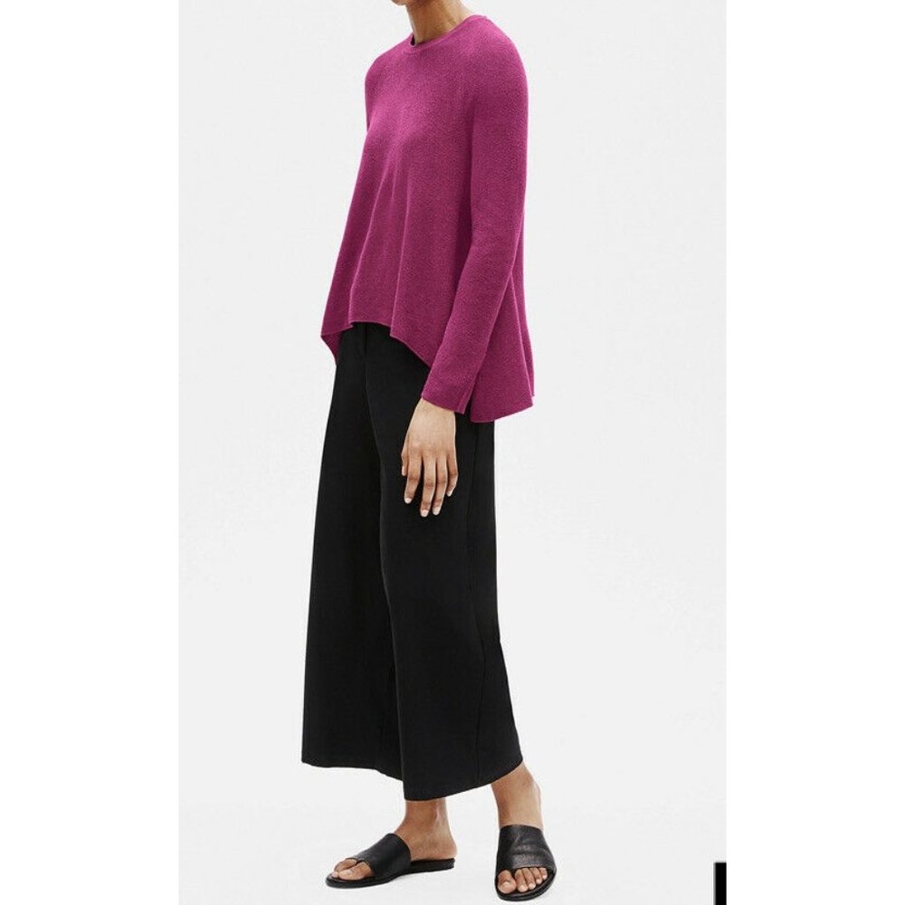 Eileen Fisher Sweater MagentaPink Hi-Low Tencel Organic Cotton Silk Medium NWT